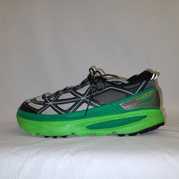 Mens Hoka ONE ONE Mafate 4 Trail Running Shoes Size: 12.5 Color: Green Black